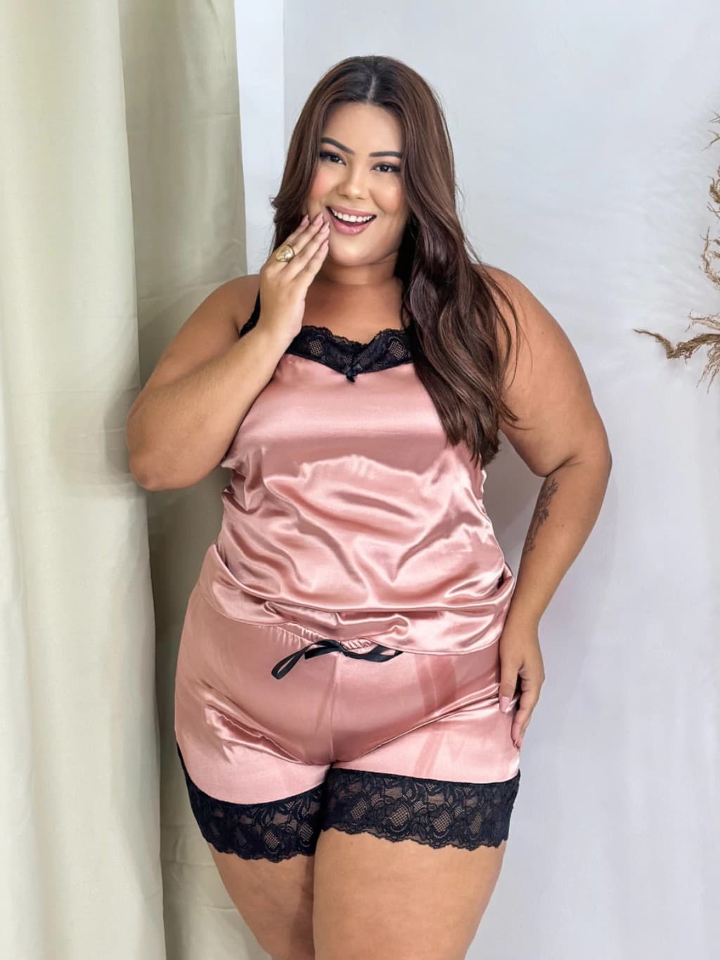 Babydoll ondinha - Rose e preto - Imagem 1
