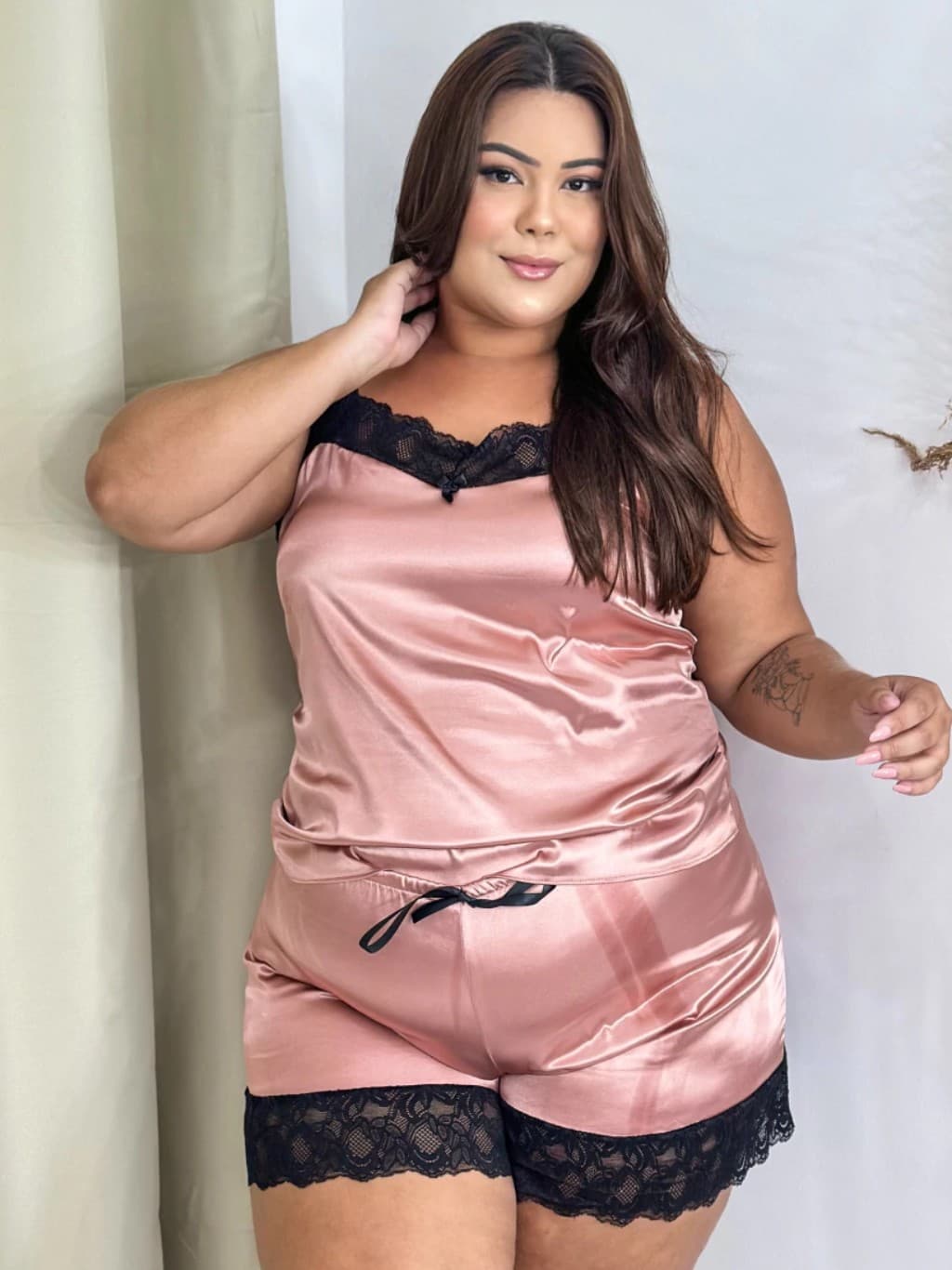 Babydoll ondinha - Rose e preto - Imagem 2